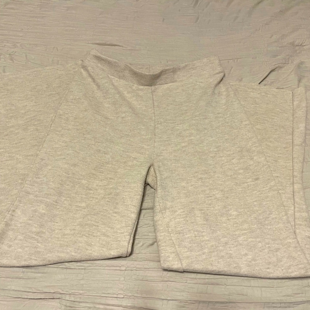 Oatmeal straight leg sweatpants.